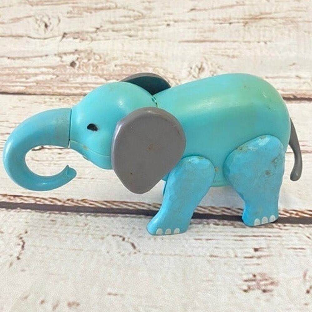 FISHER-PRICE Vintage Little People Blue Elephant Jointed Leg Zoo Animal Toy